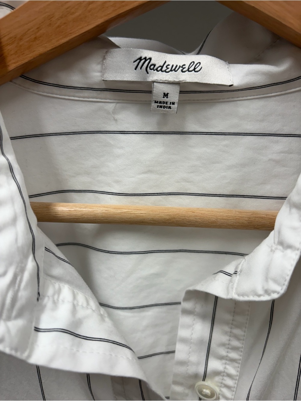 Madewell White Shirt Dress with Thin Black Pinstripes - Picture 3 of 6